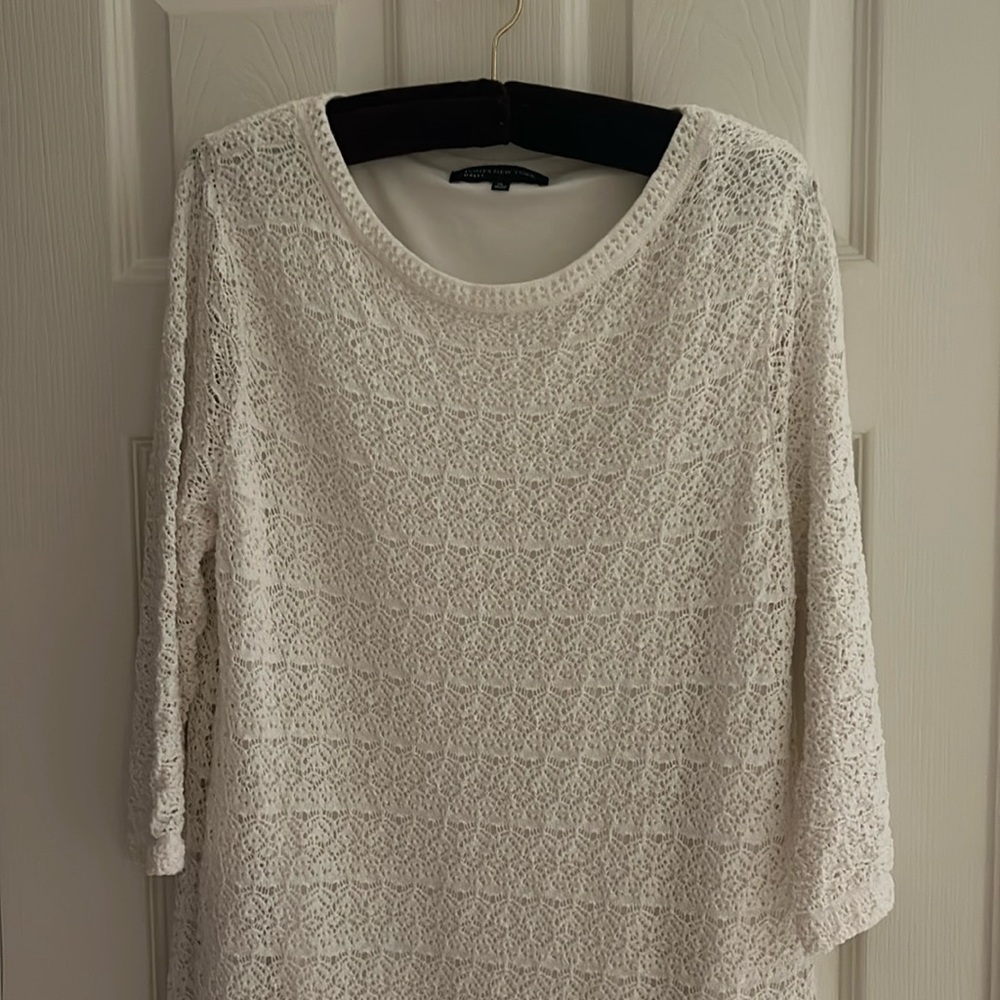 Jones New York White Long Sleeve Dress